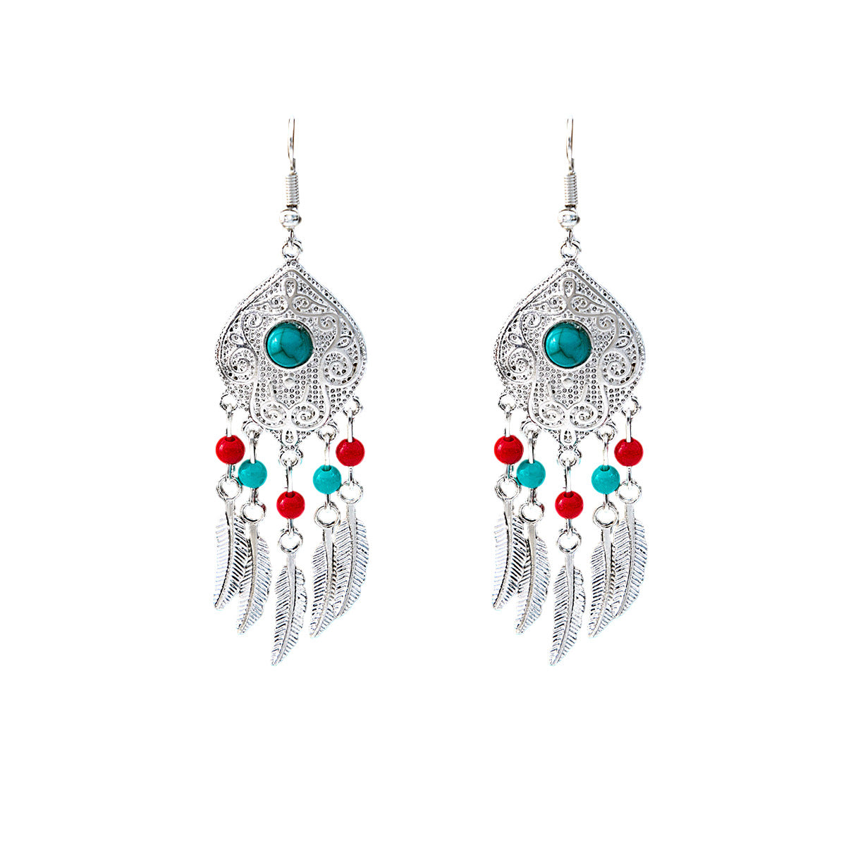 Wholesale Bohemian Ethnic Style Feather Tassel Alloy Earrings